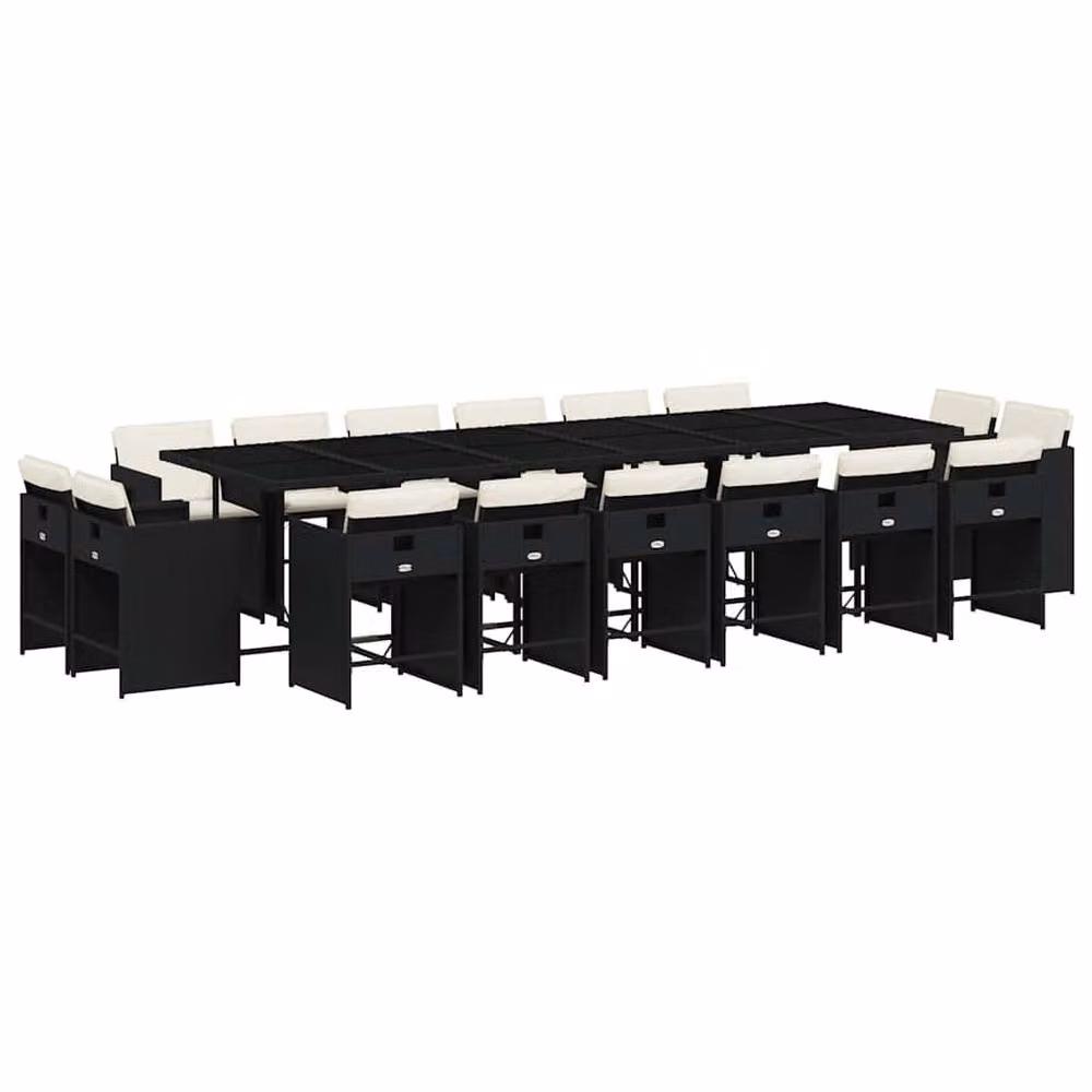 Berkfield Home Modern Polyrattan Garden Dining Set in Black and White – 2