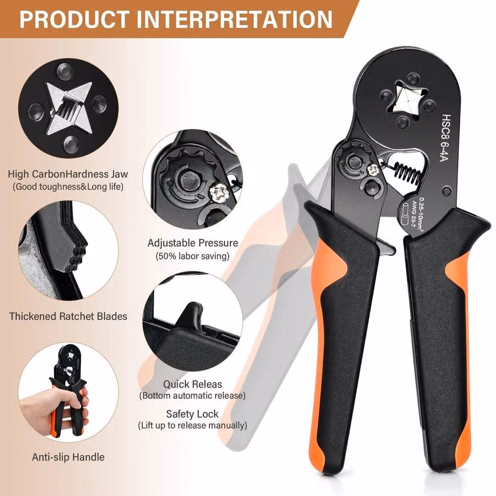Kelvenix Ferrule Crimper Crimping Plier Tools Kit in Black Steel, Width: 520 mm – 3