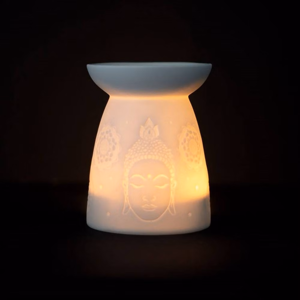 Uniqueful White Ceramic Buddha Face Oil Burner and Wax Warmer – 2