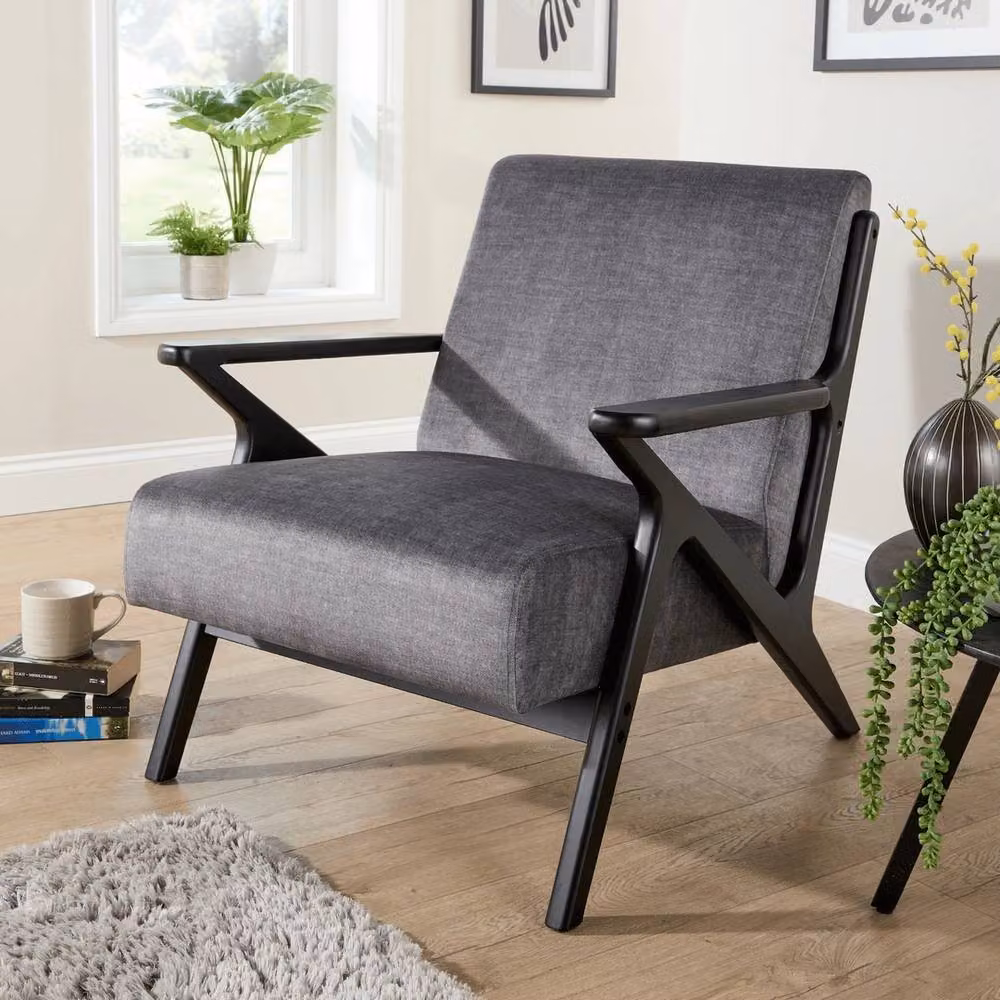 FORGEVIO Modern Upholstered Accent Armchair in Grey – 2