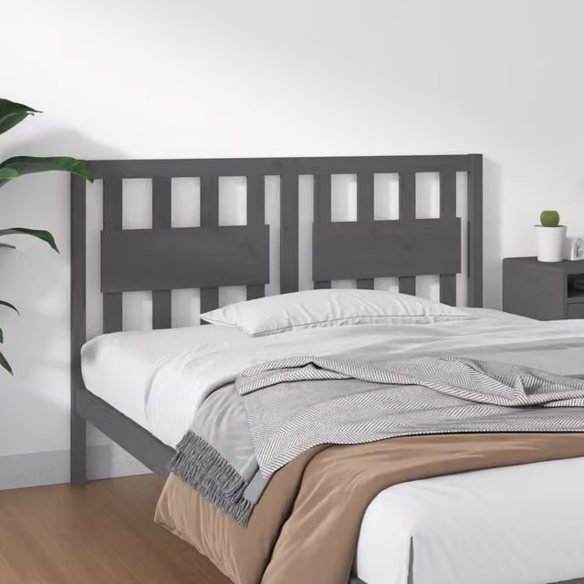 Berkfield Home Grey Rustic Solid Wood Pine Bed Headboard W: 125.5 cm, D: 4 cm, H: 100 cm