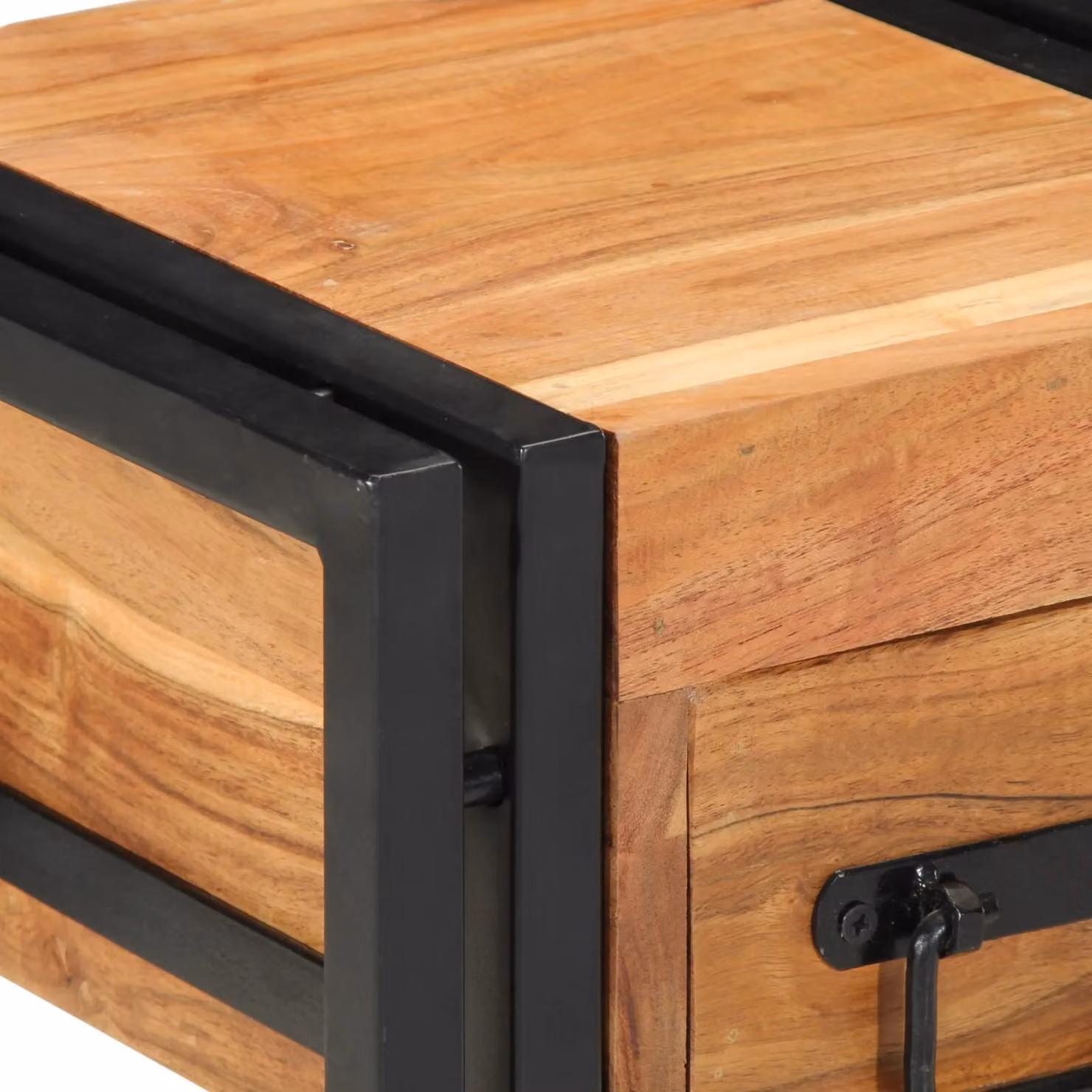 Berkfield Home Modern Solid Acacia Wood Nightstand in Brown, W/D/H: 30 x 30 x 40 cm – 5