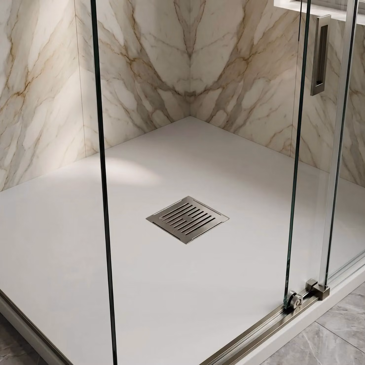 Balterley Square Shower Tray Waste with Odour Trap and Drain Cover, Chrome and White, W: 11.4 cm, D: 11.4 cm, H: 8.6 cm – 3