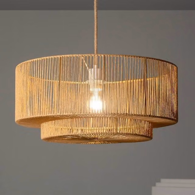 sweeek Brown Rattan Effect Indoor Pendant Light, Diameter: 50 cm
