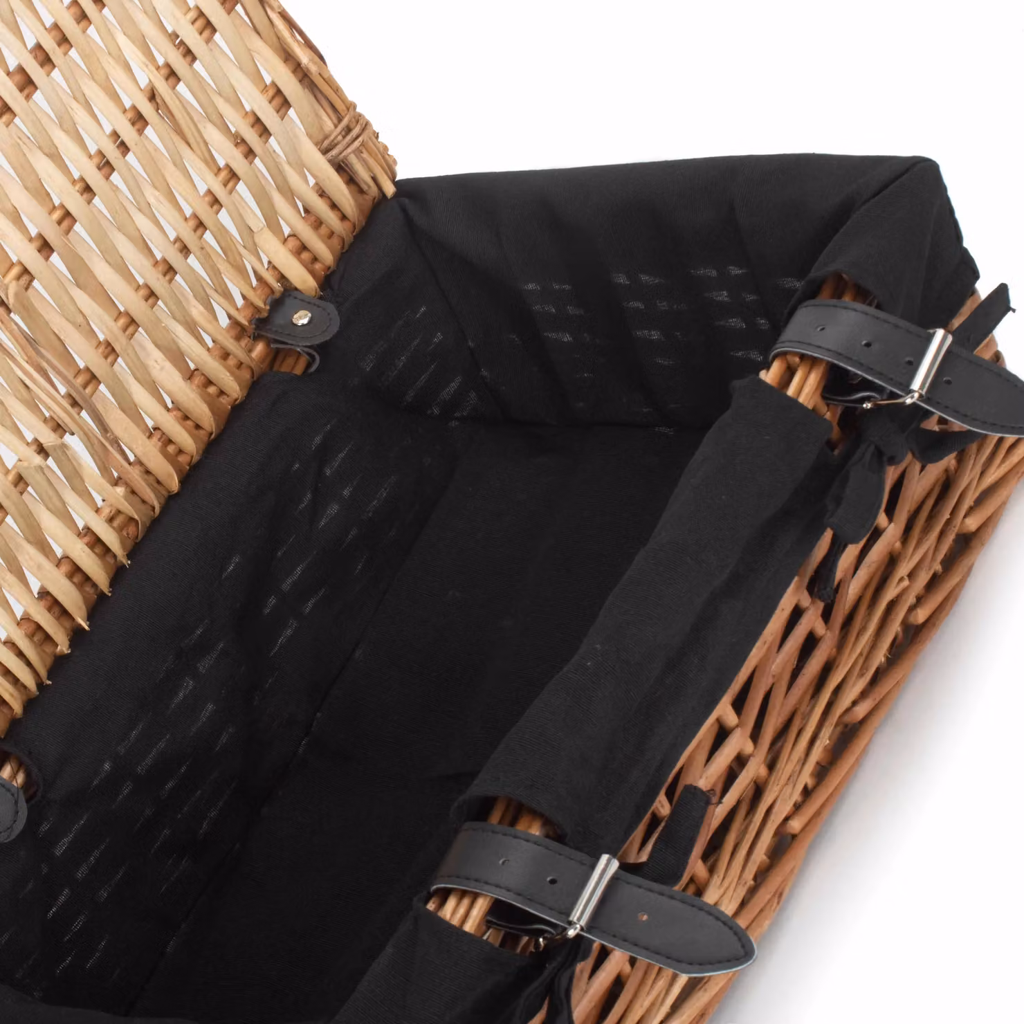 Red Wicker Empty Rectangular Gift Hamper with Black Cotton Lining, W: 40.0 cm, D: 26.0 cm, H: 14.0 cm – 3