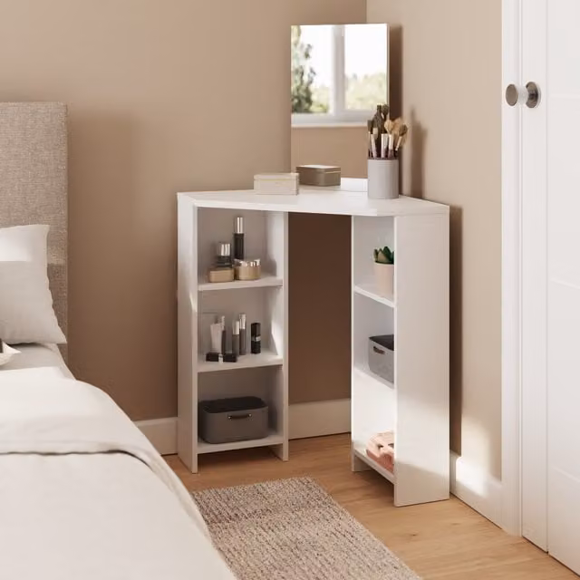 GFW Frances Corner Dressing Table in White