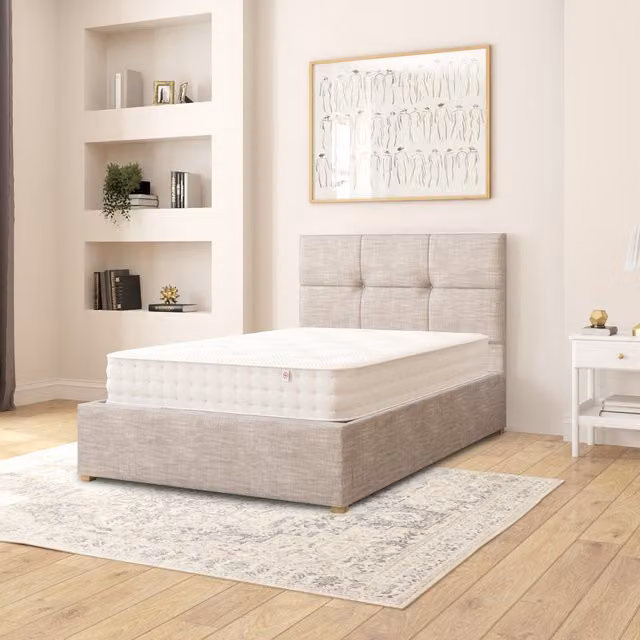 Aspire Caine Cotton Ottoman Storage Bed in Grey, Small Double, W/D/H: 120 x 200 cm