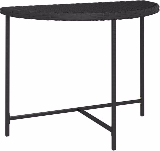 Berkfield Home Black Poly Rattan Garden Table, W: 100 cm, D: 50 cm, H: 75 cm