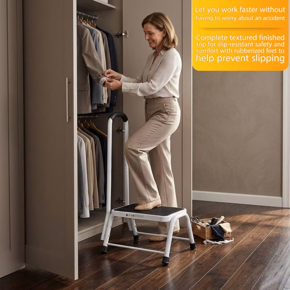 Crystals Non Slip Safety Step Stool Mobility Support Handrail Aid in White – 4