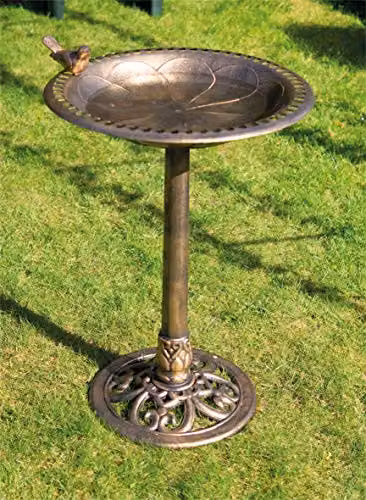 St Helens Home & Garden Bronze Ornamental Free Standing Pedestal Style Bird Bath in Brown – 1