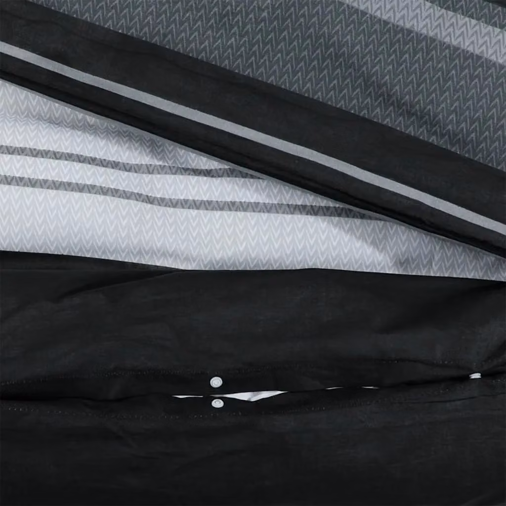 Berkfield Home Striped Cotton Duvet Cover and Pillowcase Set in Black and White, 200 x 200 cm – 4