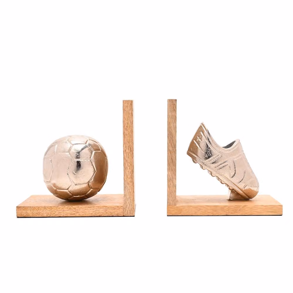 Widdop and Co Geometric Tabletop Bookends in Multicolour, Brown and Gold – 2