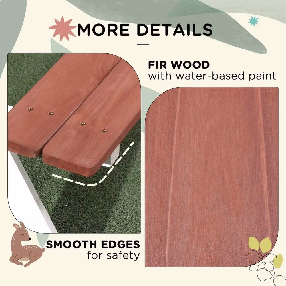 EONLION Brown Wooden Table and Bench Set – 2