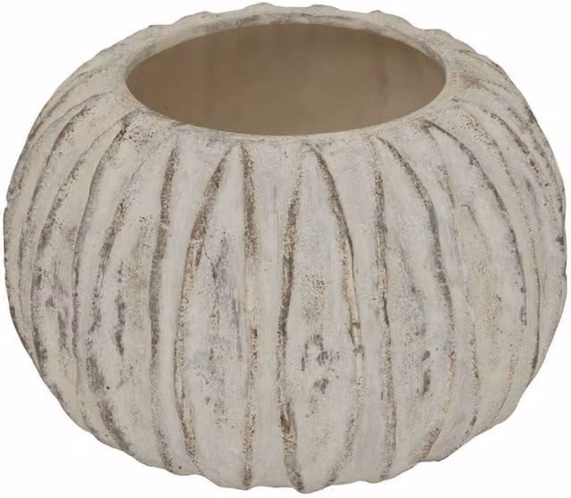 Lemon Pavilion Furniture and Decor Lorenzo Rotund Fin Ceramic Vase in White, W: 30 cm, D: 30 cm, H: 20 cm