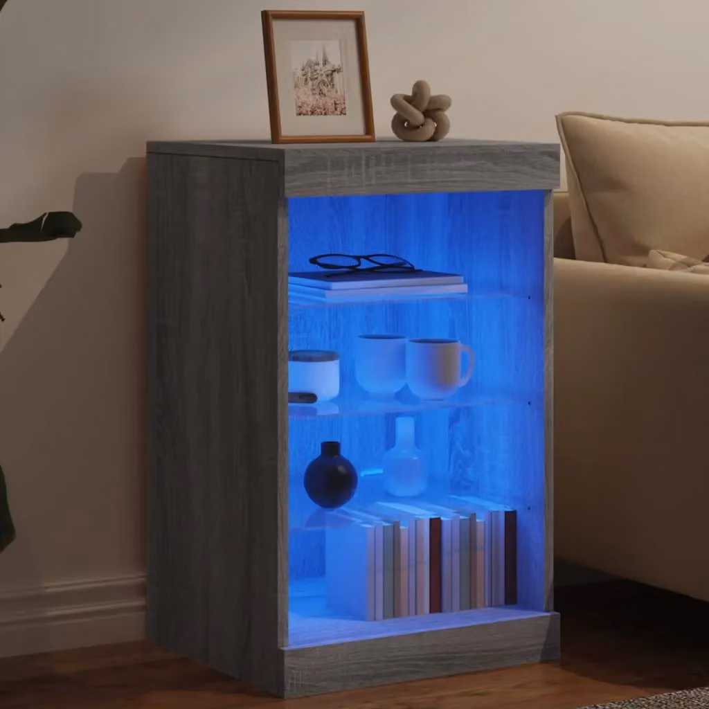 Berkfield Home Modern Grey Sonoma Sideboard with Integrated LED Lighting W: 41 cm, D: 37 cm, H: 67 cm – 3