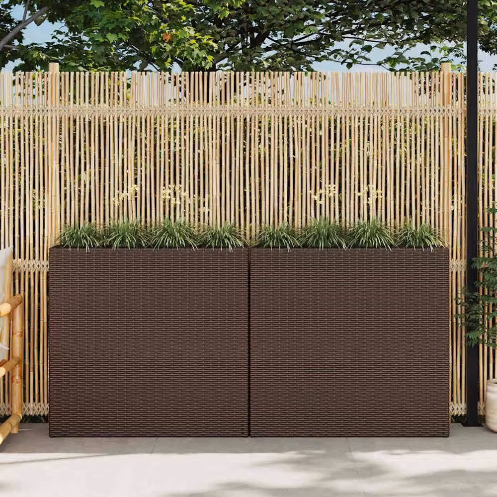 Berkfield Home Garden Raised Bed with 4 Pots in Brown Poly Rattan – 2