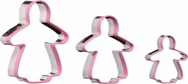 Orsina Gingerbread Lady 3 Piece Stainless Steel Cookie Cutter Set in Pink and Silver – 1