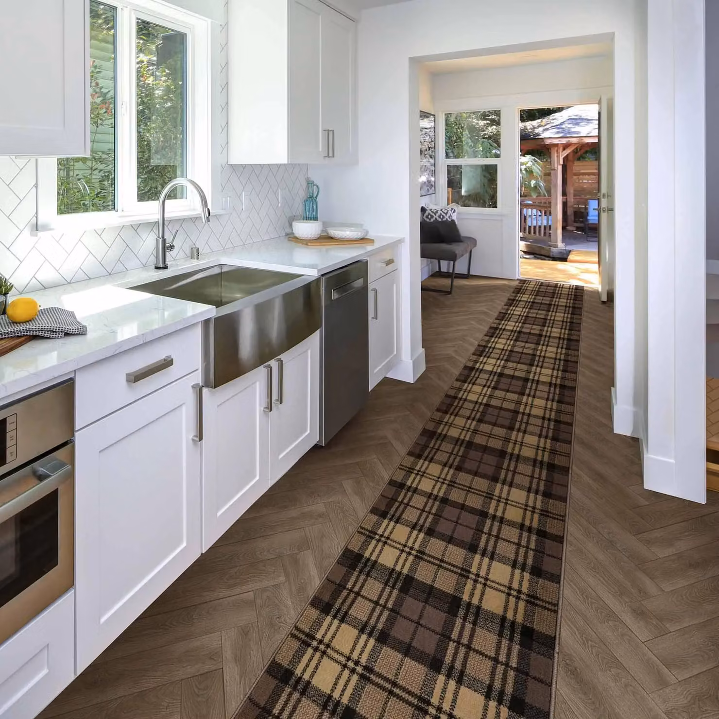 runrug Tartan Hallway Carpet Runner Rug in Brown, W/D/H: 70 x 210 cm – 4