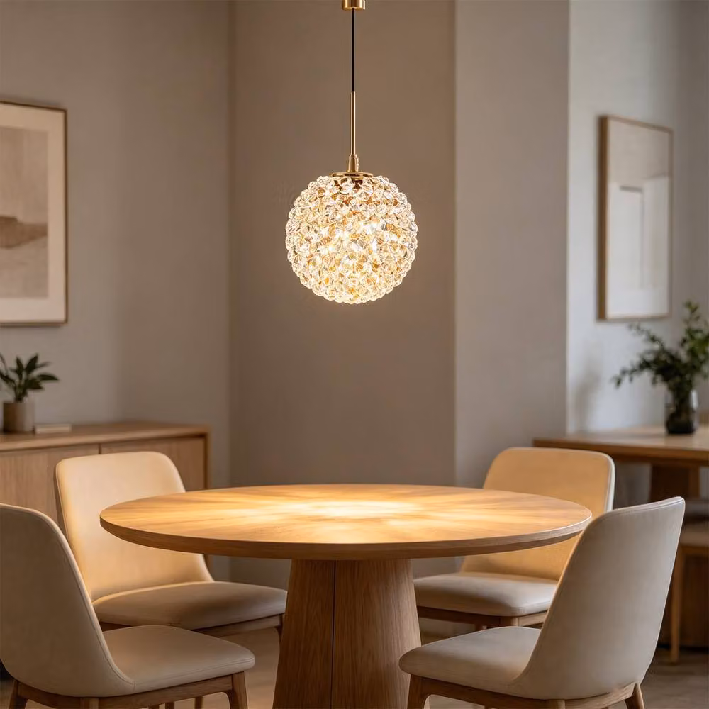 INMTFEI Gold and Black K9 Crystal Glass Sphere Pendant Light with G9 Fixture – 4