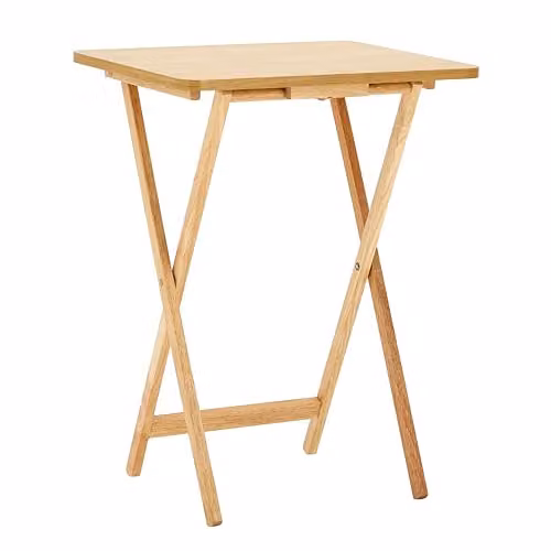 Premier Housewares Folding Rubberwood Snack Table, Brown, W/D/H: 65 x 49 x 39 cm – 1