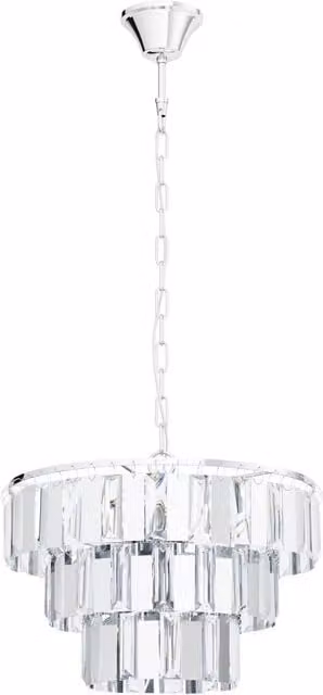 Loops Chrome and Clear Crystal Pendant Ceiling Light with E14 Bulbs