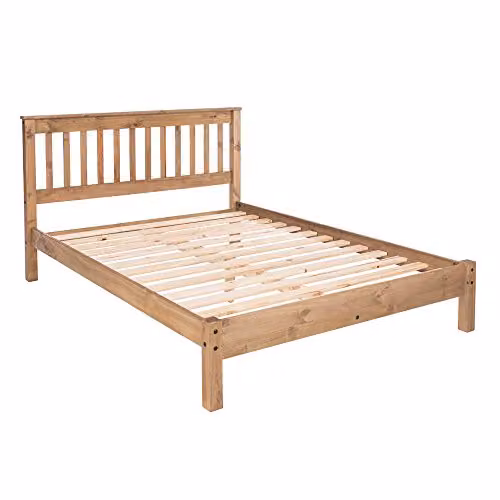 Core Products Antique Waxed Pine Slatted Lowend Bedstead, Brown, W/D/H: 150.8 x 205 x 107 cm – 1