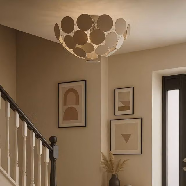 Pagazzi Skye Sputnik Semi-Flush Ceiling Light in Brown and Chrome, Diameter: 55 cm – 1