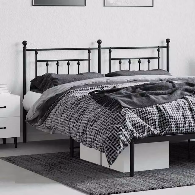 Berkfield Home Classic Metal Headboard in Matt Black, Width: 160 cm – 1