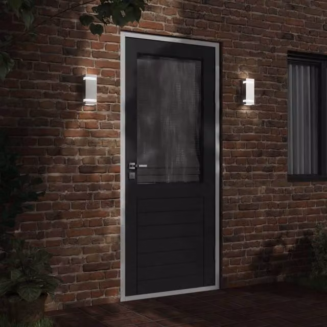 Berkfield Home Modern Silver Stainless Steel Outdoor Up and Down Wall Lights, Pack of 2