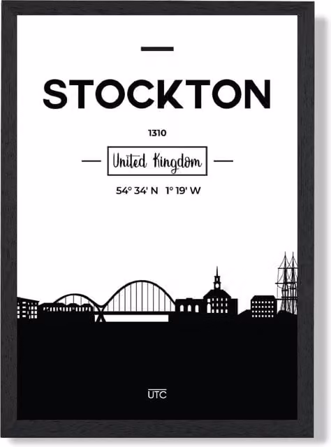 ARTZE Stockton Black and White City Skyline Framed Print
