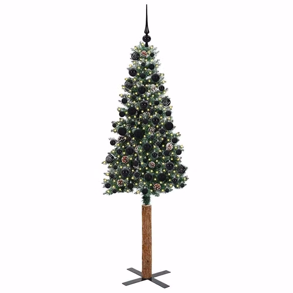 Berkfield Home Slim Christmas Tree with 300 LEDs in Green and White, Height: 180 cm – 3
