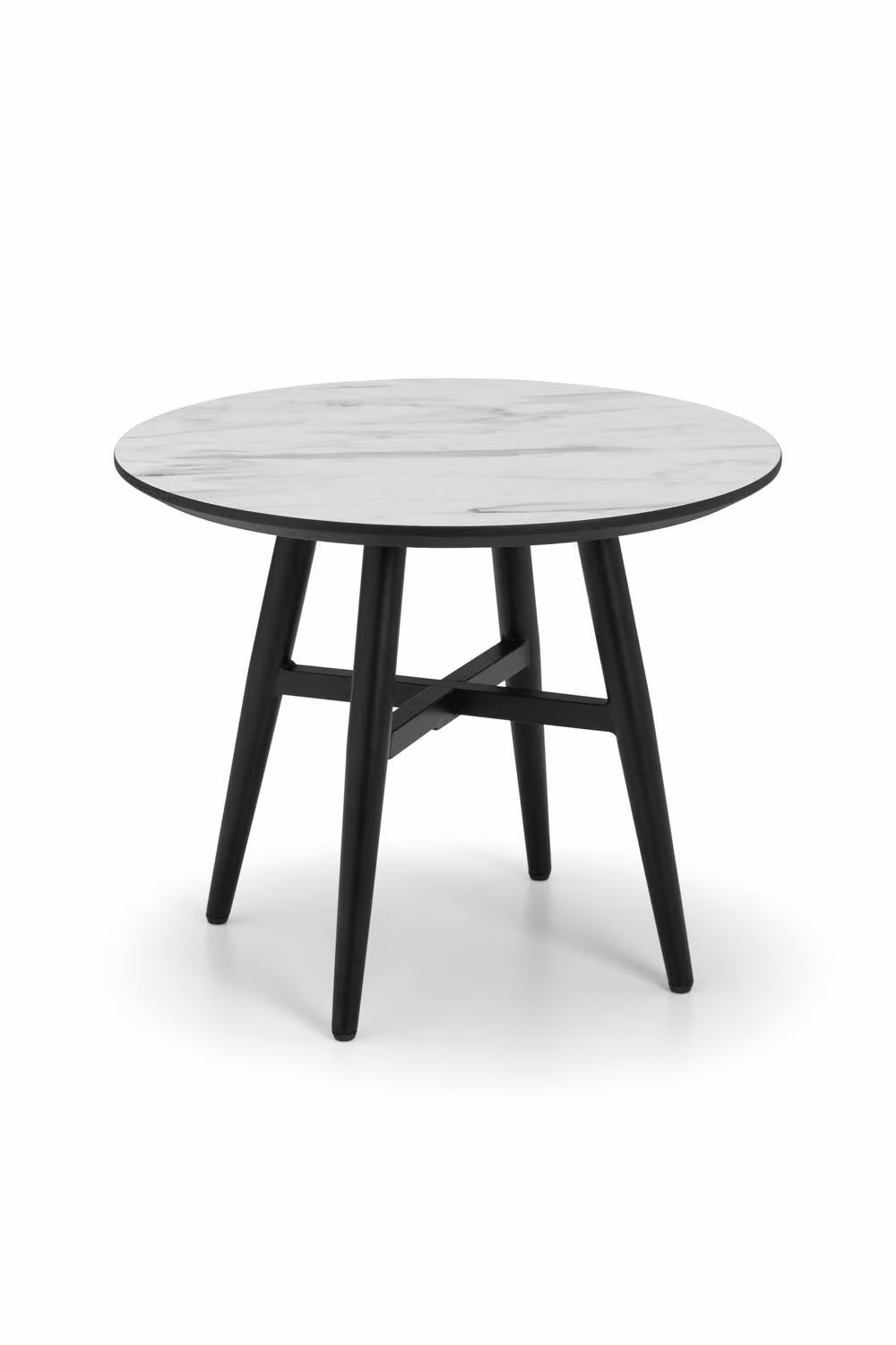Julian Bowen Firenze Round Marble Effect Lamp Table in White and Black – 2