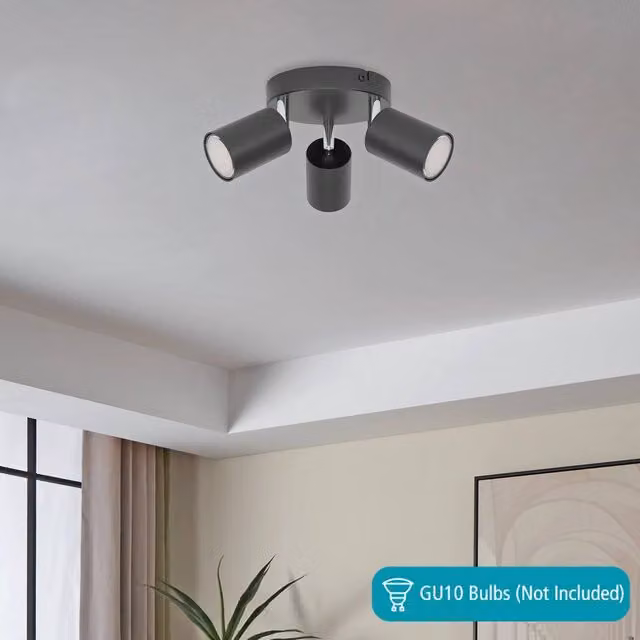 Eglo Reciso-E Black Steel 3-Light Modern Ceiling Spotlight