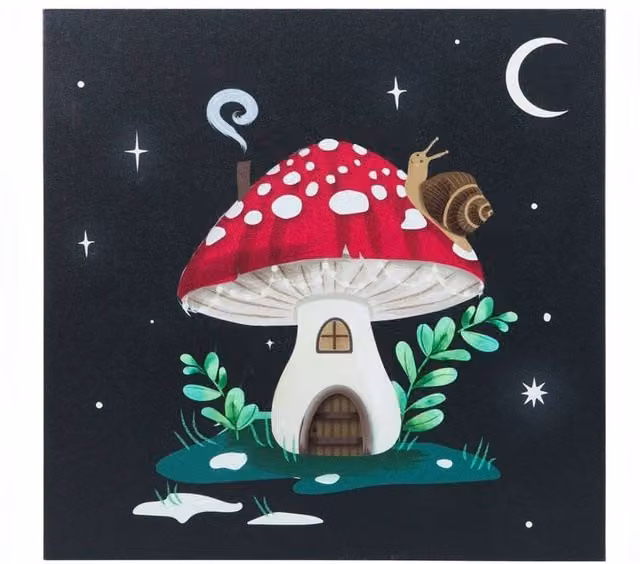 Something Different Gnome Sweet Gnome Canvas Light Up Plaque in Black W/D/H: 30.0 x 30.5 x 2.5 cm – 1