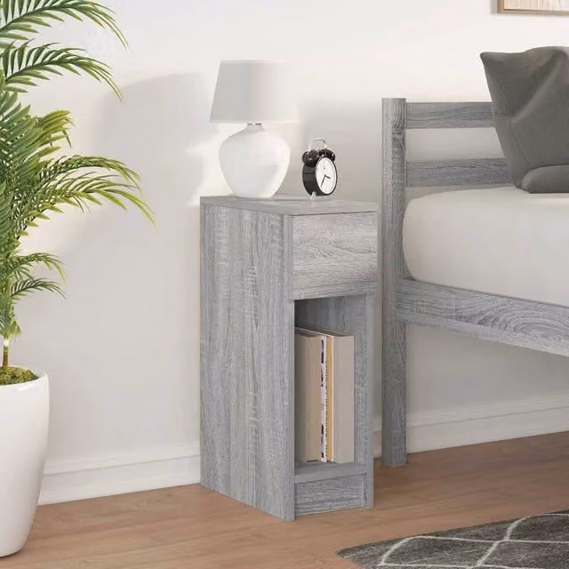 Berkfield Home Durable Bedside Cabinet with Drawer, Grey Sonoma, W/D/H: 20 x 36 x 60 cm