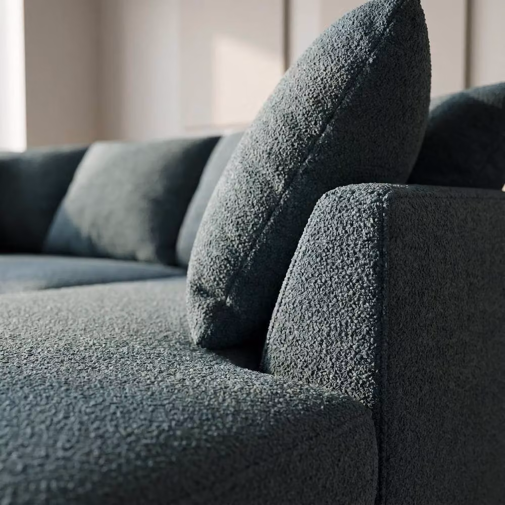 Abakus Direct Harriet Boucle Right Facing Corner Sofa with Chaise and Scatter Cushions in Petrol Teal – 3