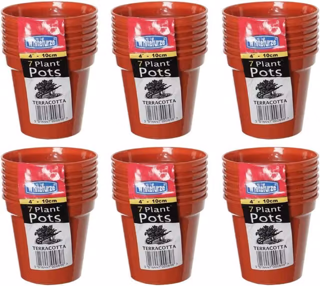 Whitefurze Set of 7 Plastic Seed Germination Pots in Brown and Orange, Diameter: 10 cm