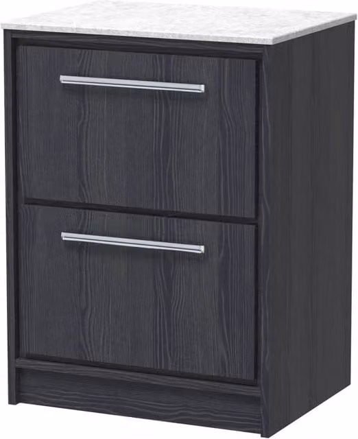 Balterley Longnor 2 Drawer Unit in Graphite Grey Woodgrain, W: 60 cm, H: 81.8 cm