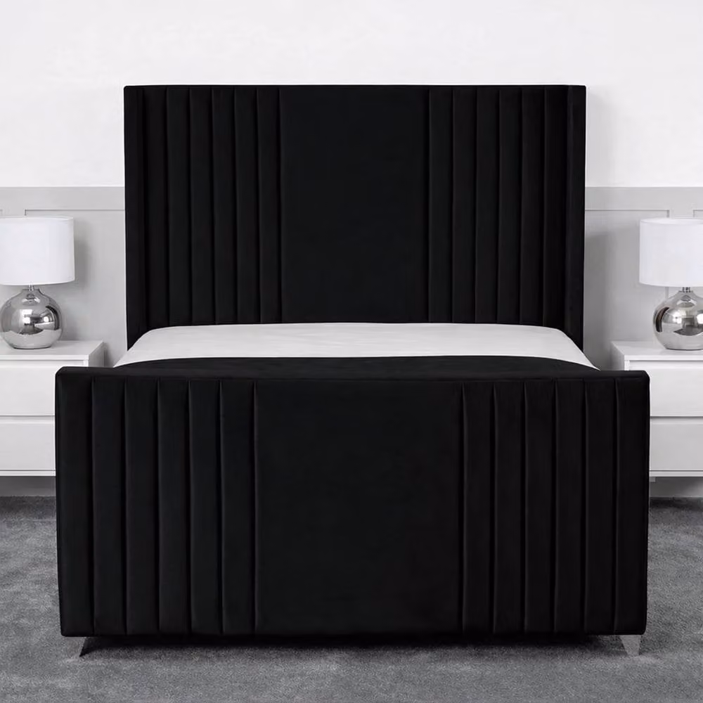Living Comfort Bedz Emilia Upholstered Velvet Gas Lift Storage Bed in Black, W/D/H: 120 x 200 cm – 2