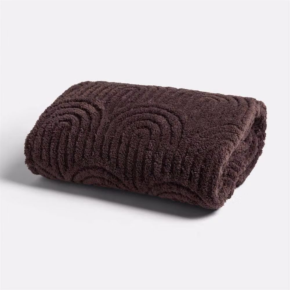 OHS Tufted Arches Teddy Fleece Throw Blanket in Brown, W/D/H: 180 x 200 cm – 2
