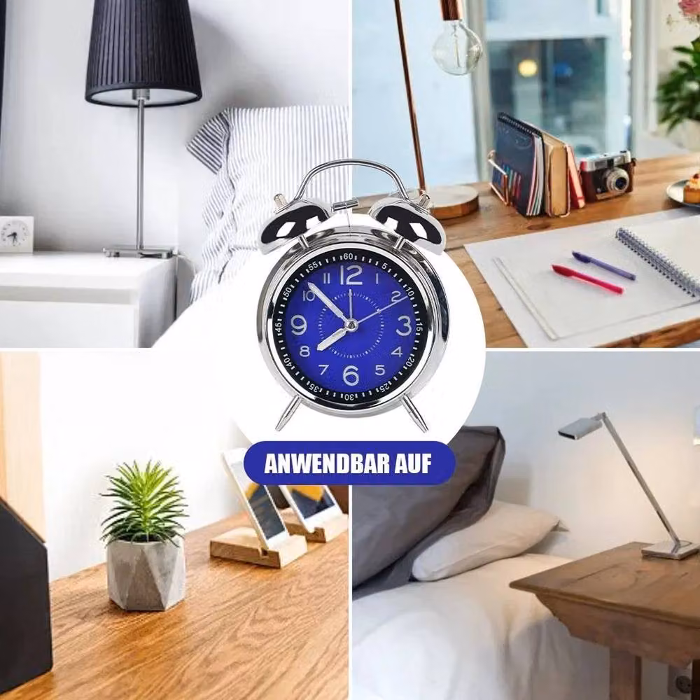 SPETLEK Vintage Extra Loud Twin Bell Alarm Clock in Blue – 3