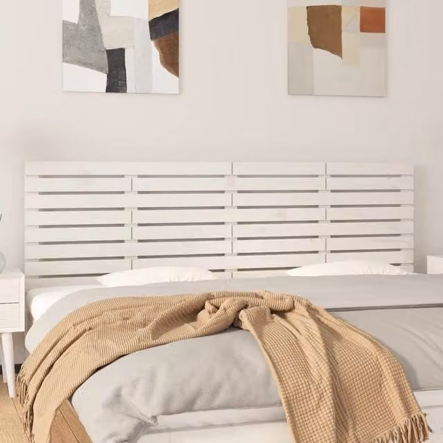 Berkfield Home White Solid Wood Pine Wall Mount Headboard, W/D/H: 166 x 3 x 63 cm – 1