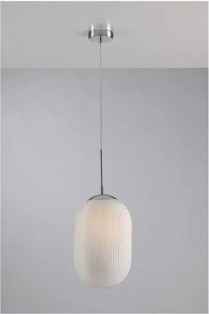 Netlighting Greenwich Oval Glass Ceiling Pendant in White with E27 Socket