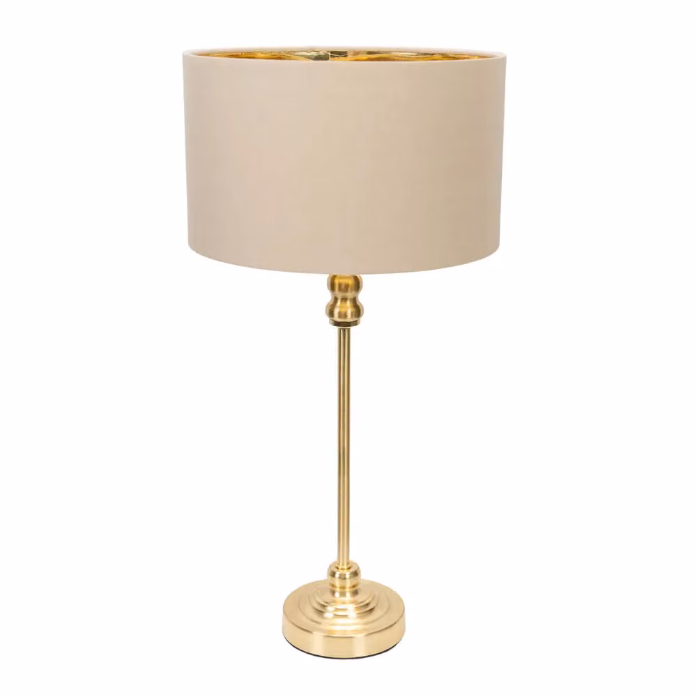 ValueLights Maggie Candlestick Table Lamp in Black and Gold with Fabric Shade and Warm White Bulb – 2
