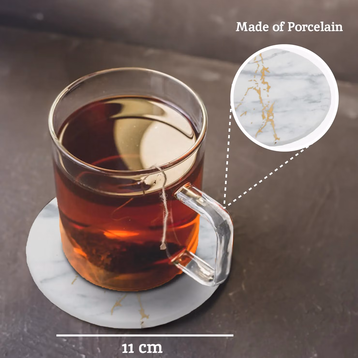 Orsina Elegant Luxe Set of 4 Round Porcelain Coasters in White, Gold and Multicolour – 2