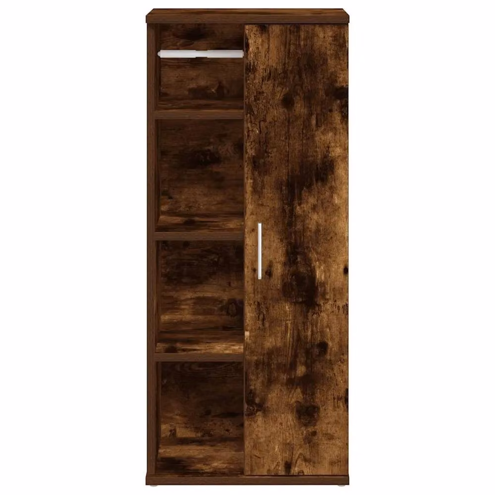 EONLION Freestanding Brown Bathroom Cabinet with Roll Holder and Internal Shelves – 3