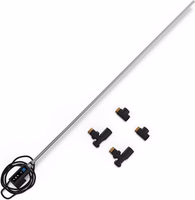 UK Radiators INOW+ Dual Fuel Towel Rail Kit with 900W Thermostatic WiFi Heating Element in Black and Silver