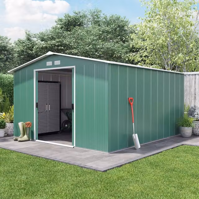 BillyOh Partner Apex Galvanised Steel Metal Shed in Green
