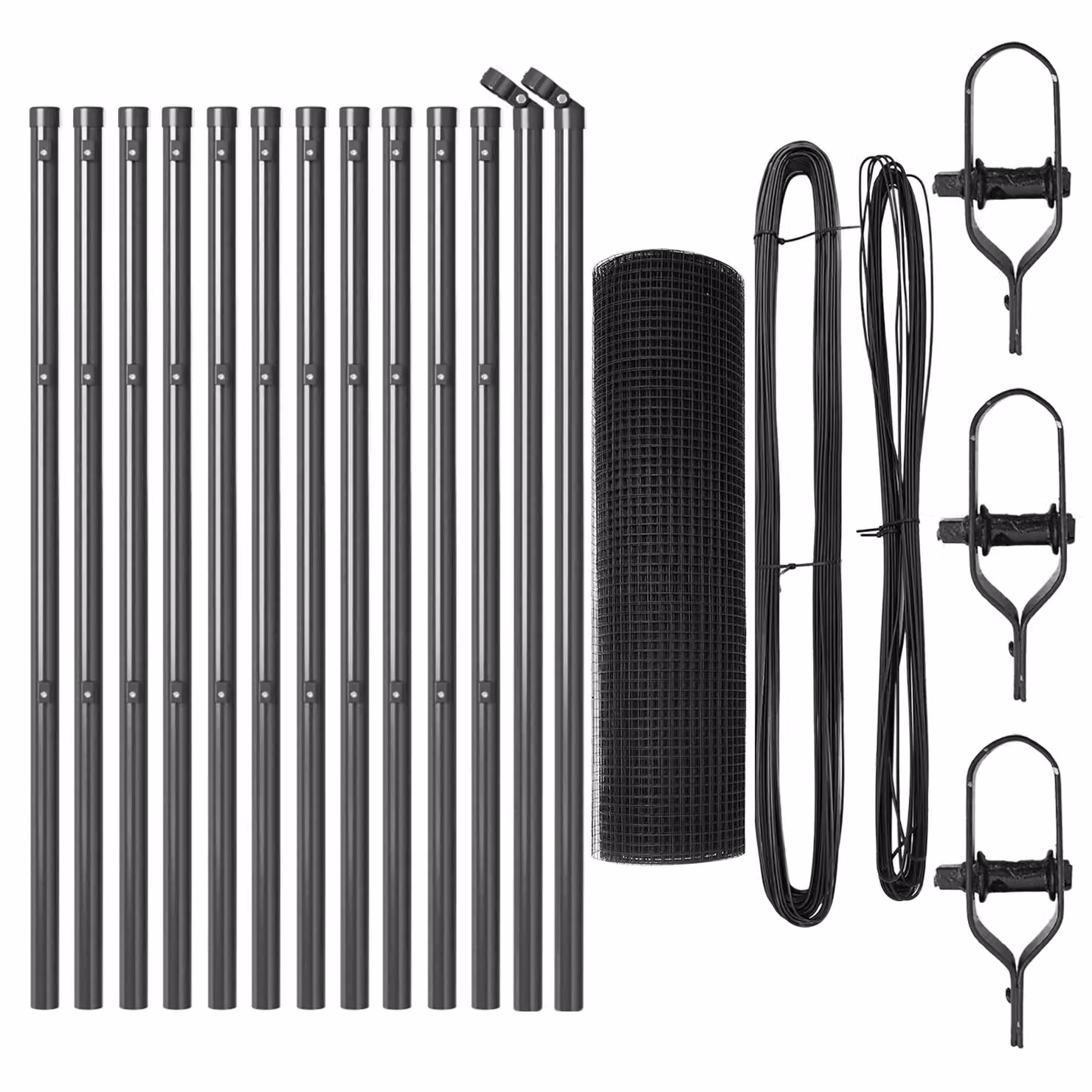 Berkfield Home Set of 2 Grey Steel Round Mesh Fence Posts – 2