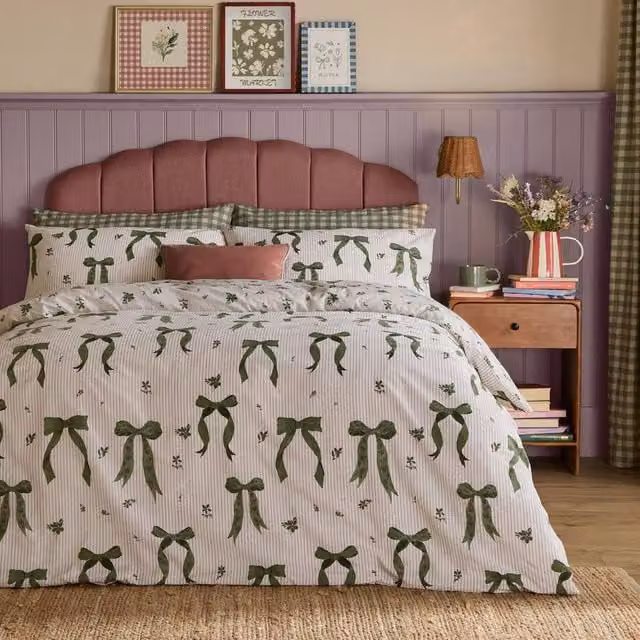 Furn Belle Stripe Reversible Duvet Cover Set in Green, W/H: 90 x 200 cm